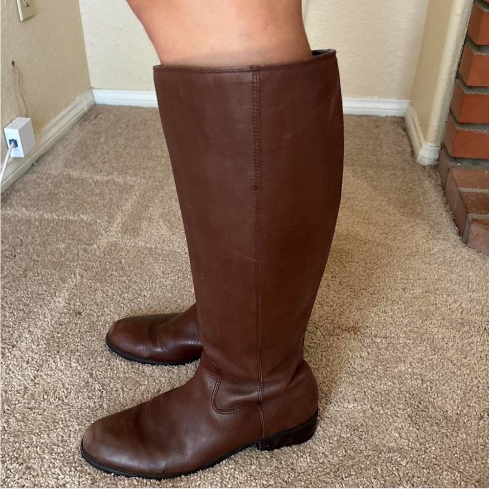 Vintage Lands End Brown Leather Knee-High Boots